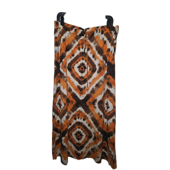 Michael Kors Dresses & Skirts - 🧡🤎 Michael Kors Women's Tie-Dye Argyle Maxi Skirt Sz XL – Boho Chic Drawstring